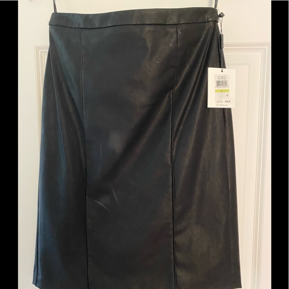 Calvin Klein Vegan Leather Back Zip Skirt